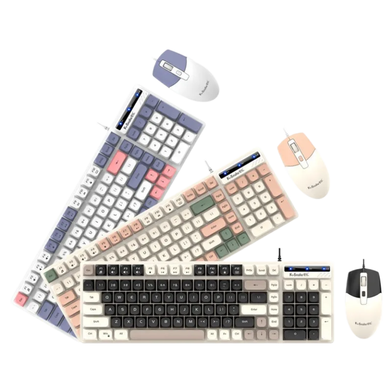 Wired Keyboard and Mouse Combo - Mechanical Feel, USB, Office/Home